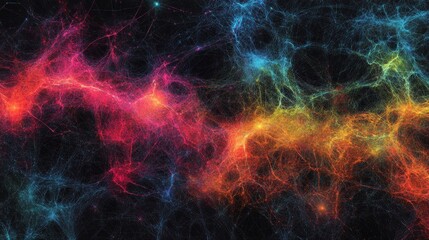 Obraz premium Colorful cosmic network glowing, abstract background, digital art, website header