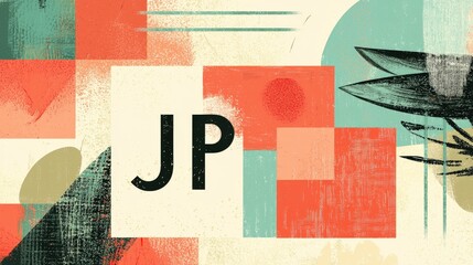 Abstract Vector Logo Design Featuring Letters JP in Bright and Colorful Geometric Shapes and Textures