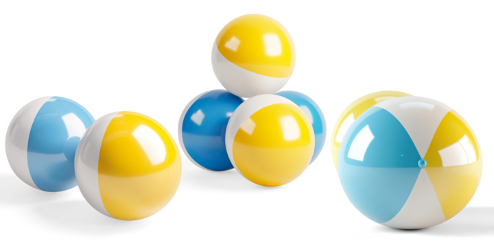 Colorful Beach Balls on a Transparent Background