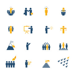 Leadership icons set.