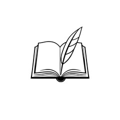 Open Book with Quill Pen: A Symbol of Literature, Writing, and Knowledge