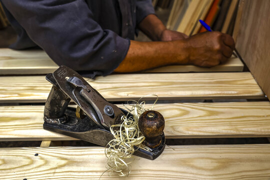 Carpenter at work in Meknes, Morocco