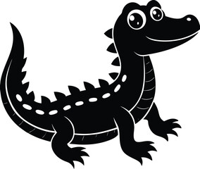 A cute baby Crocodile silhouette illustration