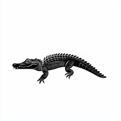 Fototapeta premium Stylized Black Alligator Silhouette Illustration Graphic Design Element