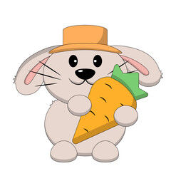 Cute Rabbit with Carrot in color
