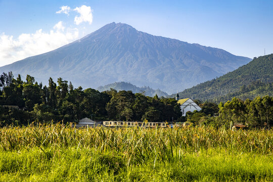 Landscape with Mount Meru in Arusha, Tanzania