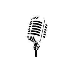 Fototapeta premium Vintage Microphone: Retro Music Recording Studio Podcast Design