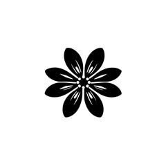 Elegant Black and White Flower Design: Simple Floral Graphic, Minimalist Botanical Icon, Nature Symbol