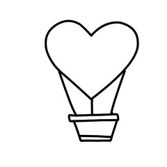 Heart hot air balloon icon