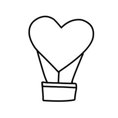 Heart hot air balloon icon