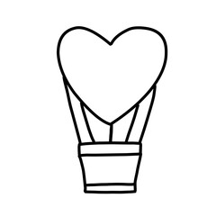 Heart hot air balloon icon