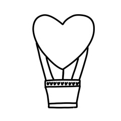 Heart hot air balloon icon