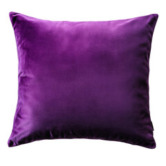 A plush purple velvet pillow rests on a black background