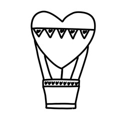 Heart hot air balloon icon