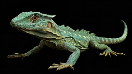 Fototapeta premium Vibrant Green Lizard in Lush Tropical Rainforest