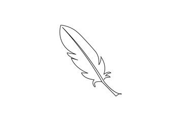 
 Bird feather single line art of icon hand drawn outline vector illustration