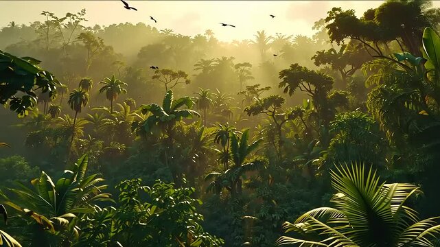 Lanskap indah dengan pohon-pohon hijau di tepi danau biru yang tenang mencerminkan langit musim panas