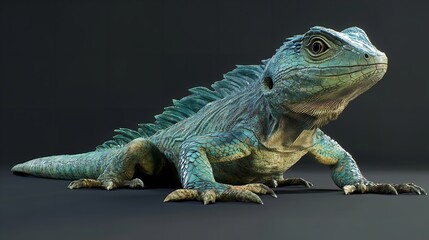 Fototapeta premium Detailed 3D Render of a Vibrant Turquoise Lizard