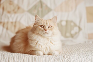 Playful Cat Posing Elegantly Cozy Home Setting Pet Soft Lighting Close-Up Delightful Feline Beauty