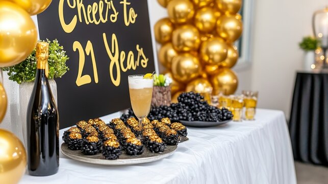 Celebrate 21 Years with Elegant Decorations and Tasty Treats