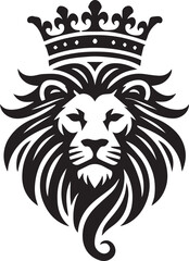 Obraz premium Bold and Elegant Lion Head with Royal Crown Vector Illustration