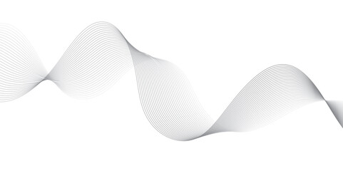 Abstract wave element for design. Digital frequency track equalizer. Stylized line art background. Vector illustration. Wave with lines created using the blend tool. Curved wavy line, smooth stripe.