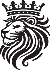 Fototapeta premium Bold and Elegant Lion Head with Royal Crown Vector Illustration