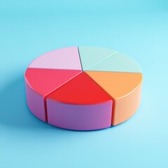 A colorful pie chart divided into six segments, each a different pastel shade.