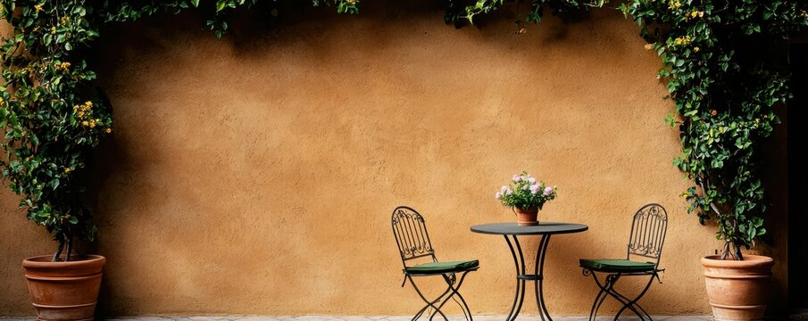 Enhancing garden aesthetics in a courtyard with terracotta pots - Powered by Adobe