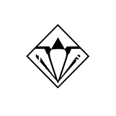 Geometric Diamond Shape: Abstract Black and White Vector Graphic Design - Minimalist Logo Icon
