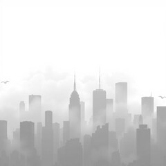 Fototapeta premium A man running in front of a city skyline silhouetted skyline cityscape architecture illustration building city vector