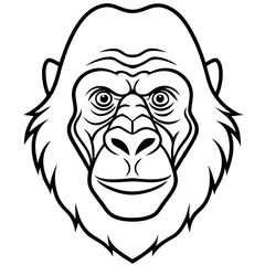 Minimalist Gorilla Head Line Art Vector Design