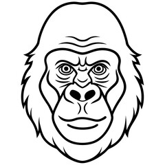 Minimalist Gorilla Head Line Art Vector Design