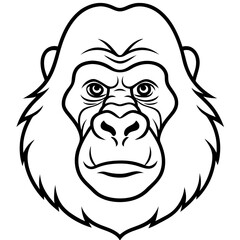 Minimalist Gorilla Head Line Art Vector Design