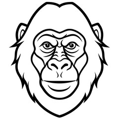Minimalist Gorilla Head Line Art Vector Design
