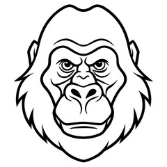 Minimalist Gorilla Head Line Art Vector Design