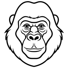 Minimalist Gorilla Head Line Art Vector Design