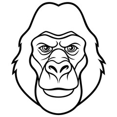 Minimalist Gorilla Head Line Art Vector Design
