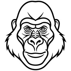 Minimalist Gorilla Head Line Art Vector Design