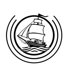 Vintage Sailing Ship: A Nautical Vector Graphic. Perfect for travel, adventure, and maritime themes. Evocative of exploration and discovery.