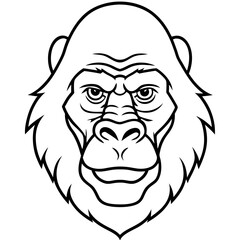 Minimalist Gorilla Head Line Art Vector Design