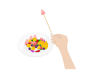 Thai dessert luk chup on a white background.