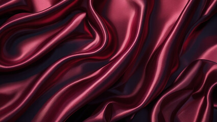Obraz premium Luxury Red Satin Fabric Texture with Elegant Folds - Shiny Silk Cloth Background
