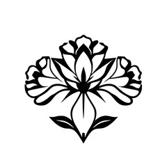 Monochrome Floral Design: Elegant Black and White Tulip and Rose Illustration