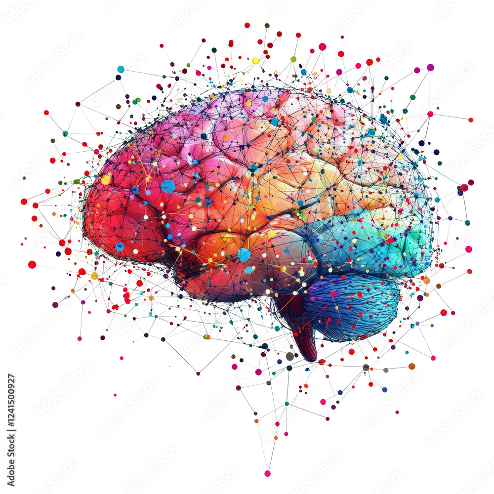 Poster colorful brain network abstract artistic representation