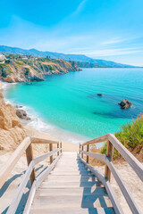 Fototapeta premium A beautiful beach with a blue ocean