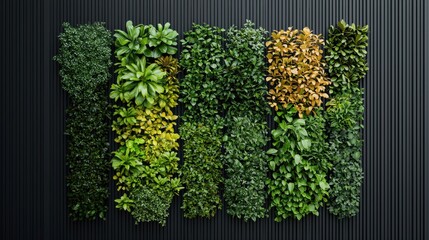 Fototapeta premium Creating a vertical garden lush plants on a decorative wall