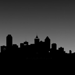 Fototapeta premium Majestic city skyline at sunset with vibrant pink and purple hues casting a dramatic glow over the tall buildings silhouetted skyline cityscape architecture illustration building city vector