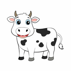 A cow illustration vector art background white.