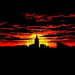 Fototapeta premium City smog silhouetted skyline cityscape architecture illustration building city vector